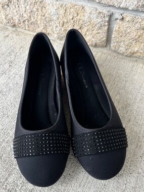 CL by Laundry Black Studded Ballet wedge